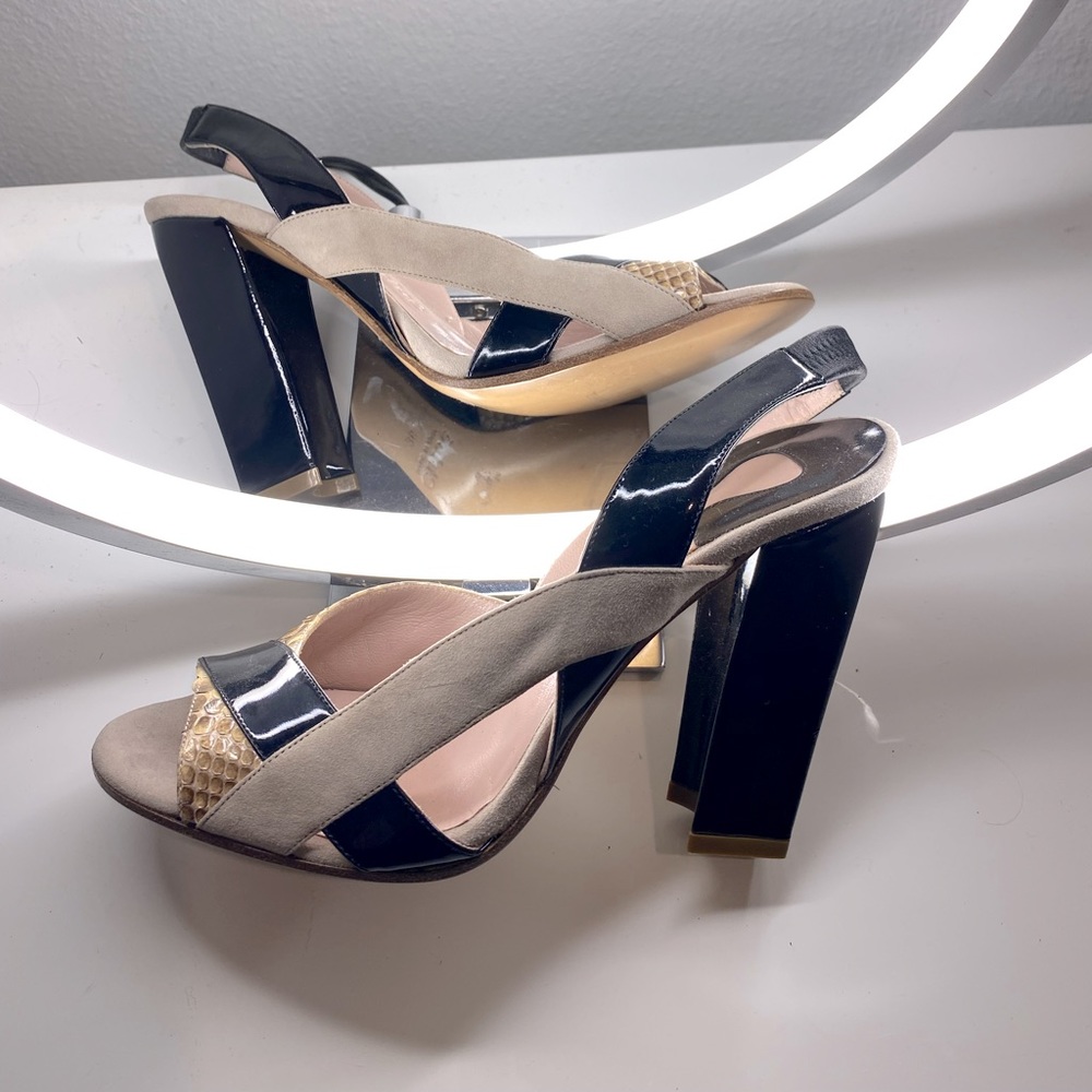 Chloe Designer sling back heels with snake skin